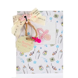 Cartes à broder Luca-S Petite tétine rose de naissance