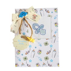 Cartes à broder Luca-S Petite tétine bleue de naissance