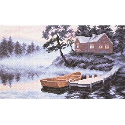 Broderie imprimée aïda Collection d'art La barque du crépuscule