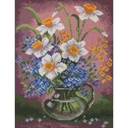 Broderie imprimée aïda Collection d'art Narcisses rustique