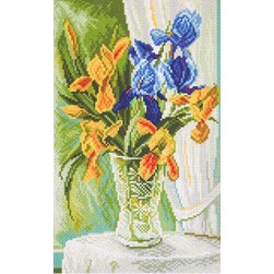 Broderie imprimée aïda Collection d'art Iris bicolores