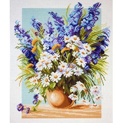 Broderie imprimée aïda Collection d'art Bouquet de marguerites intarissable