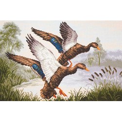 Broderie imprimée aïda Collection d'art L'envolée des canards