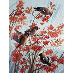 Broderie imprimée aïda Collection d'art Les jaseurs dans les fleurs