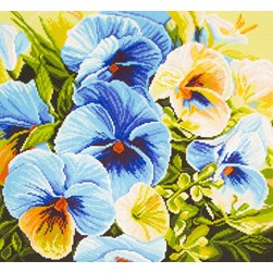 Broderie imprimée aïda Collection d'art Pensées velour