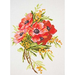 Broderie imprimée aïda Collection d'art Roses sauvages et mimosas