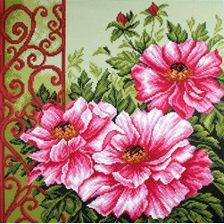 Broderie imprimée aïda Collection d'art L'épanouissement de pivoines