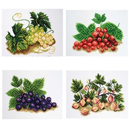 Broderie imprimée aïda Collection d'art quatre fruits quatre couleurs