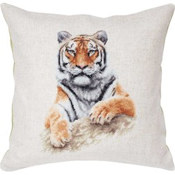 Coussin broderie Point de Croix Luca-S Le Tigre sur le caillou