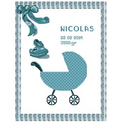 Broderie naissance Luc Création Le landeau bleu