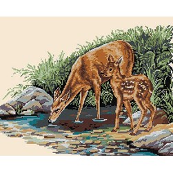 kit Point de croix Luc Création Jeune biche et son faon