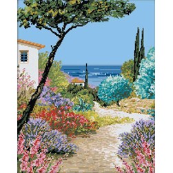 kit Point de croix Luc Création La voie fleurie vers la mer