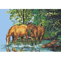 kit Point de croix Luc Création Chevaux de l'orée du bois