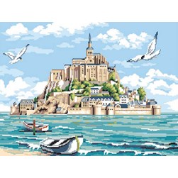 kit Point de croix Luc Création Le Mont Saint Michel aux mouettes