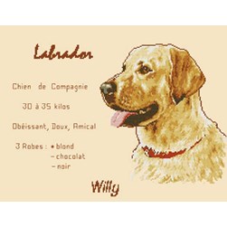 kit Point de croix Luc Création Fiche d'identité du labrador