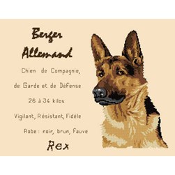 kit Point de croix Luc Création Fiche d'identité du berger allemand