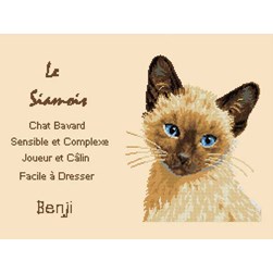 kit Point de croix Luc Création Fiche d'identité le chat siamois