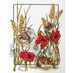 kit Point de croix Anchor Les mulots dans les coquelicots