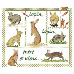 kit Point de croix Planète Mauve Lapin lapin entre va et vient