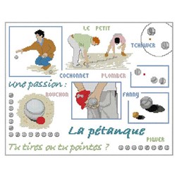 kit Point de croix Planète Mauve Passion pétanque