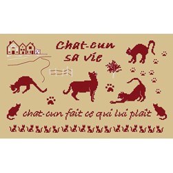kit Point de croix Planète Mauve Jeu de mot chats