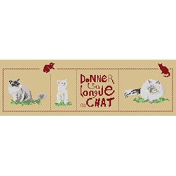 kit Point de croix Planète Mauve Proverbe donner sa langue au chat