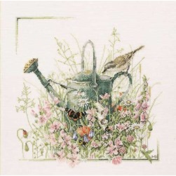 kit Point de croix Lanarte L'oiseau et l'arrosoire étamine