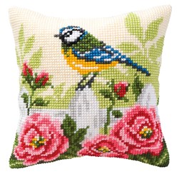 Coussin point de croix Vervaco La mésange de la barrière blanche
