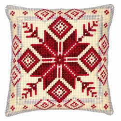 Coussin point de croix Vervaco Cristaux de neige rouge