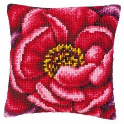 Coussin point de croix Vervaco Coeur d'anémone magenta