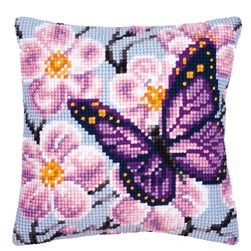 Coussin point de croix Vervaco Papillon violet