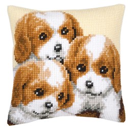 Coussin point de croix Vervaco Trio de chiots