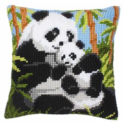 Coussin point de croix Vervaco Maman panda et petit panda