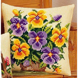 Coussin point de croix Vervaco Charmantes pensées