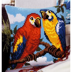 Coussin point de croix Vervaco Duo Perroquets