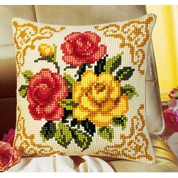 Coussin point de croix Vervaco Roses élégance