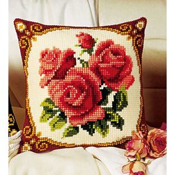 Coussin point de croix Vervaco Roses Rouges