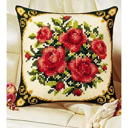Coussin point de croix Vervaco Bouquet de roses royal