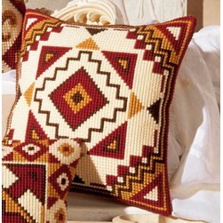 Coussin point de croix Vervaco Géométrie Rouge Carré