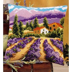 Coussin point de croix Vervaco Les champs de ma Provence