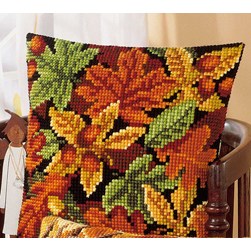 Coussin point de croix Vervaco Feuilles d'Automne et Glands