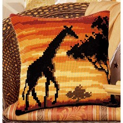 Coussin point de croix Vervaco Girafe d'Afrique