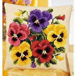 Coussin point de croix Vervaco Pensées florissantes