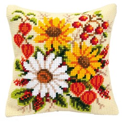 Coussin point de croix Vervaco Fruits et fleurs
