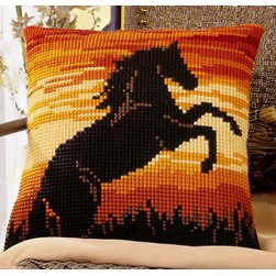 Coussin point de croix Vervaco Cheval et Coucher de soleil