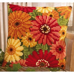 Coussin point de croix Vervaco fleurs d'automne