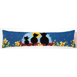 Coussin Bas De Porte au point de croix Vervaco Bas de porte chats du clair de lune