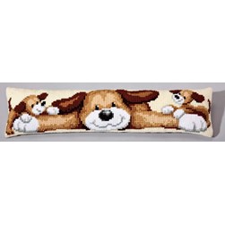 Coussin Bas De Porte au point de croix Vervaco Bas de porte chien et ses chiots