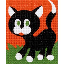 kit Canevas - Gros trous Vervaco Chat noir en ballade