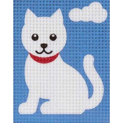 kit Canevas - Gros trous Vervaco Le chaton au bandana rouge